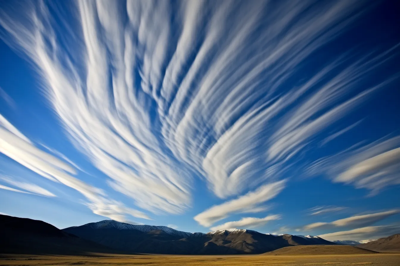 cirrus clouds over countryside