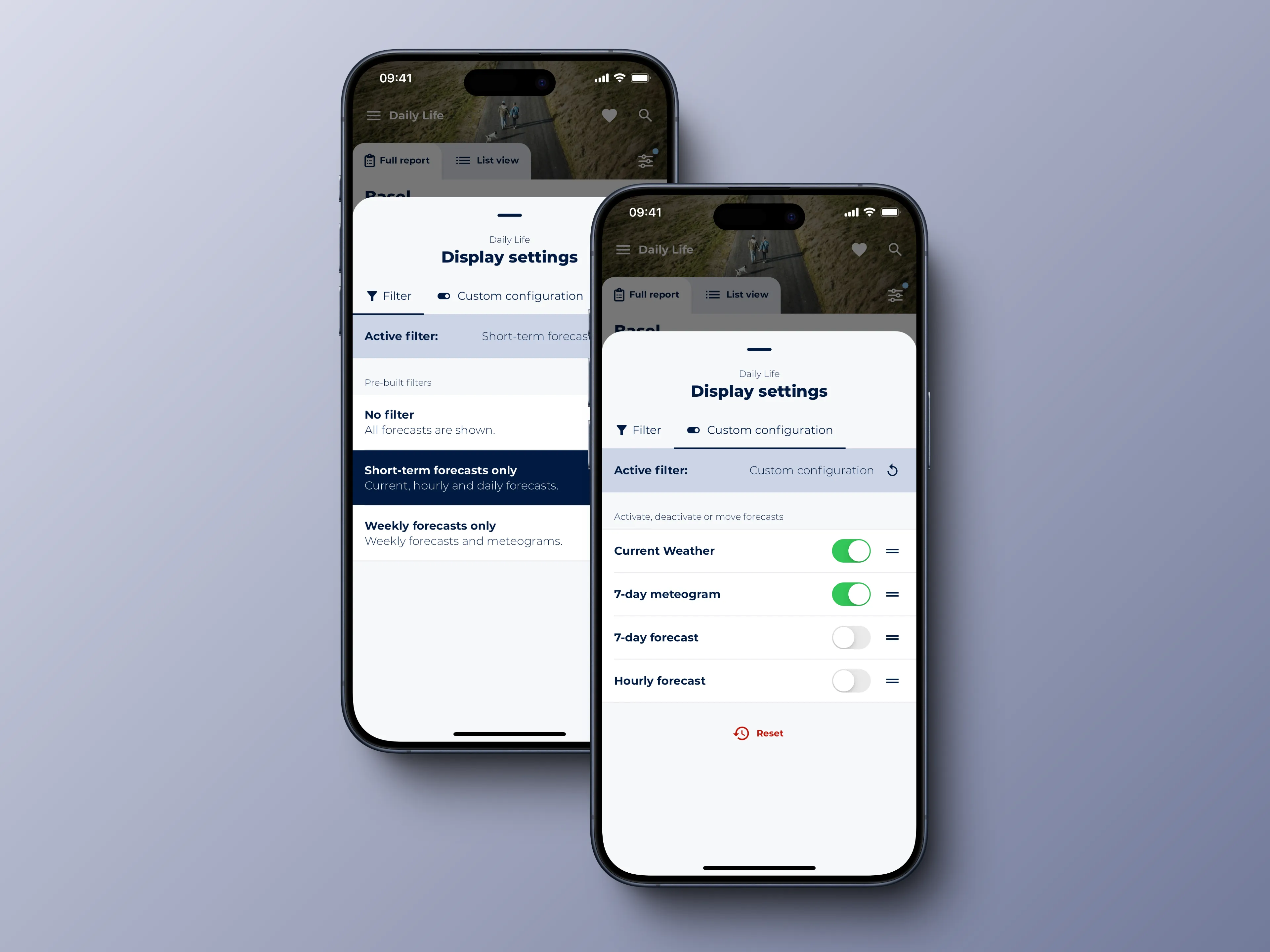 Forecasts can now be filtered, disabled and reordered.