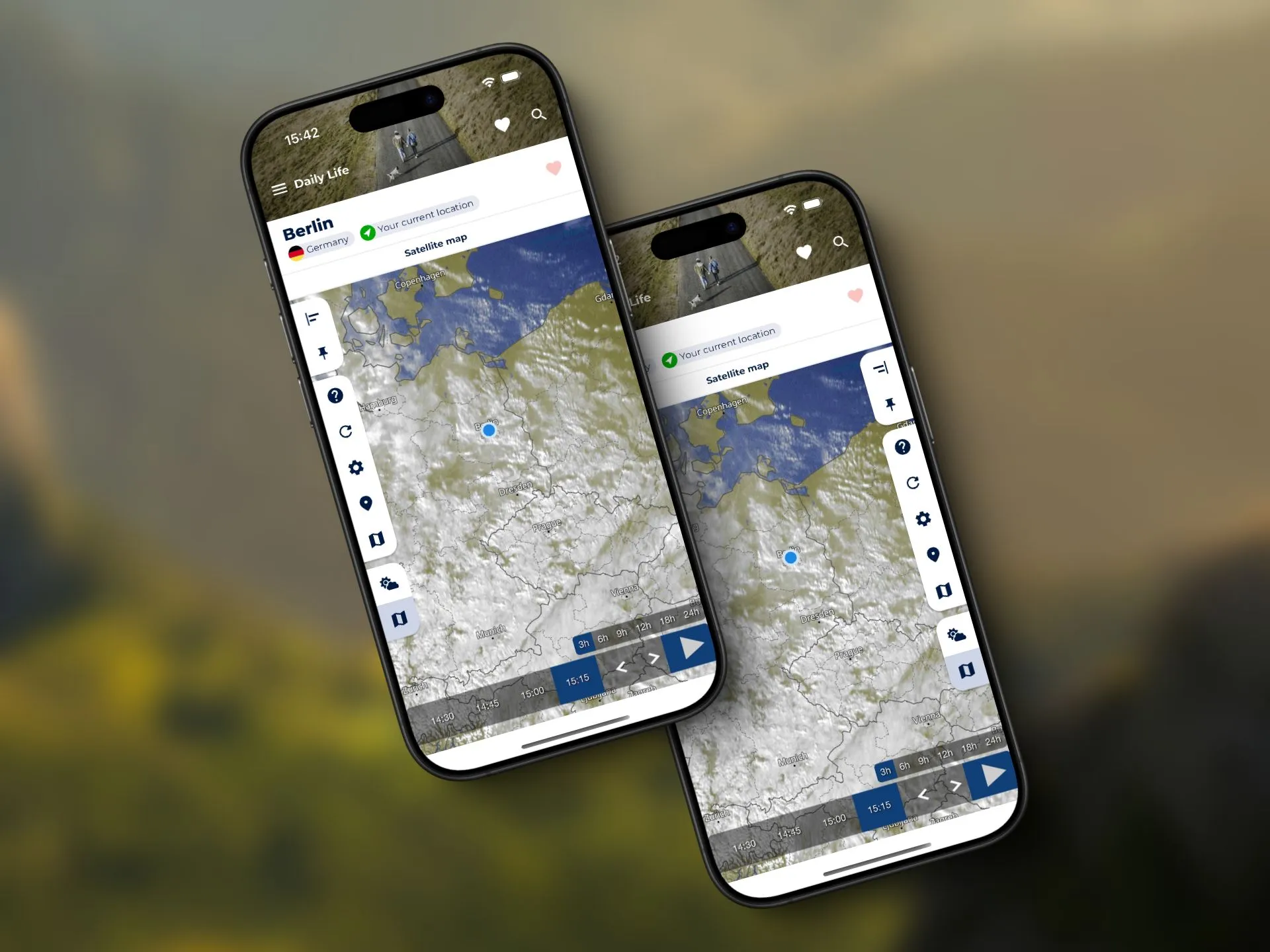 The new sidebar supports left and right handed usage while saving lots of space for more forecasts.