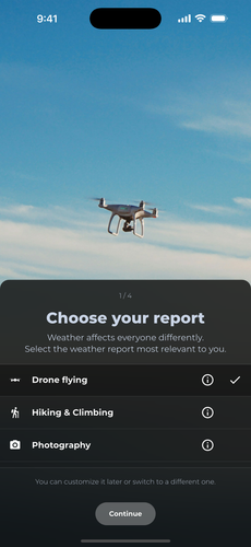 Screenshot showing Sonuby's onboarding screen with Health Report selected.