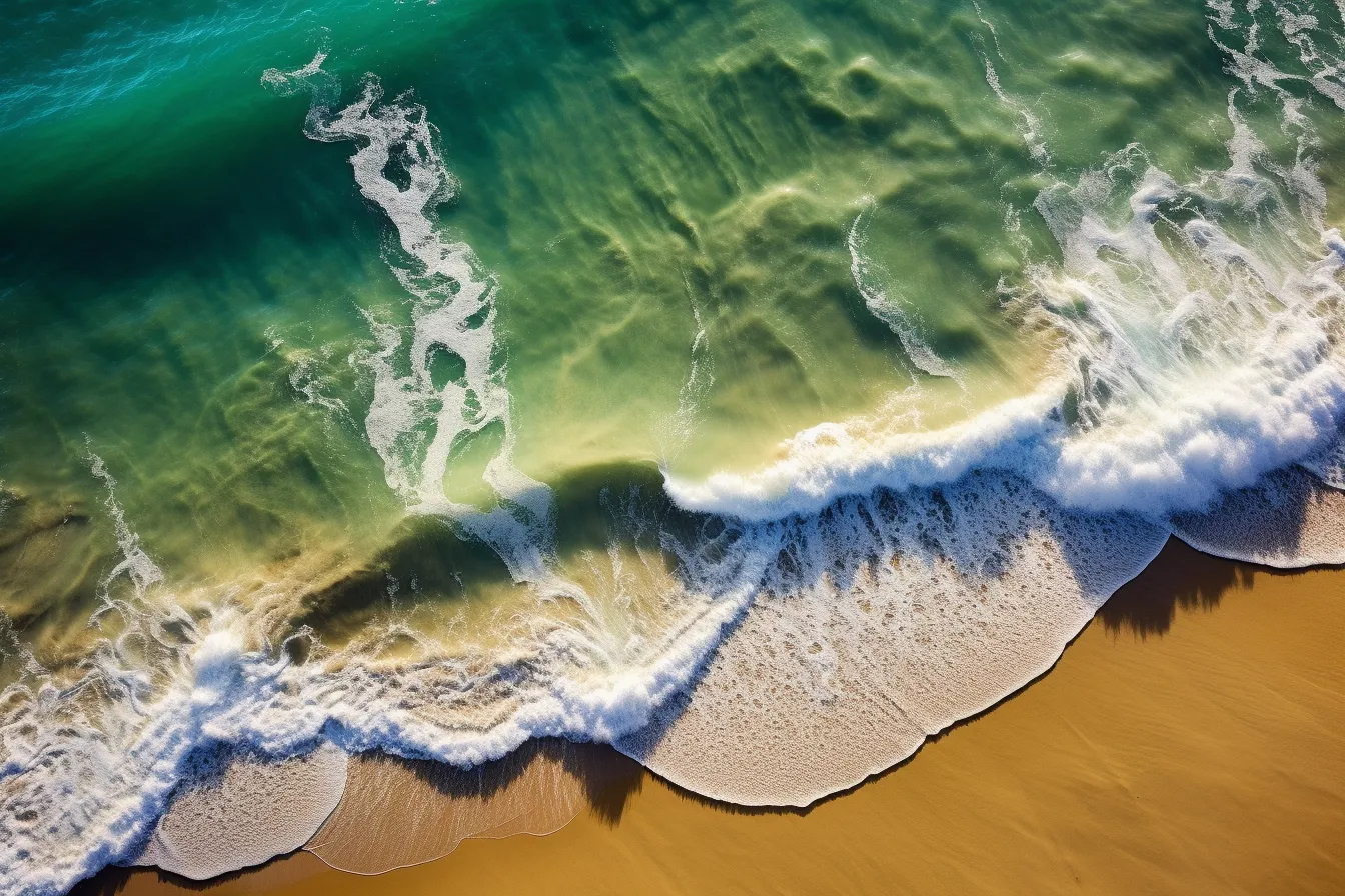 Swell waves hitting shore